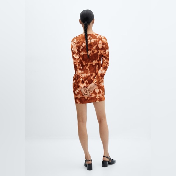 Mango brown short tie-dye draped dress NWT - Picture 4 of 5